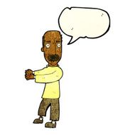 cartoon balding man explaining with speech bubble N3