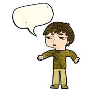cartoon annoyed boy with speech bubble N10