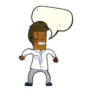 cartoon nervous businessman with speech bubble N3