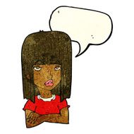 cartoon girl with folded arms speech bubble N3