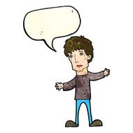cartoon worried man with speech bubble N23