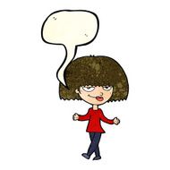cartoon smug looking woman with speech bubble N4