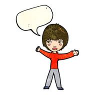 cartoon waving woman with speech bubble N42