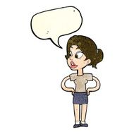 cartoon woman with hands on hips speech bubble N48
