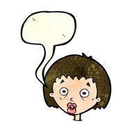 cartoon shocked woman with speech bubble N28
