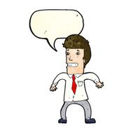 cartoon nervous businessman with speech bubble N4