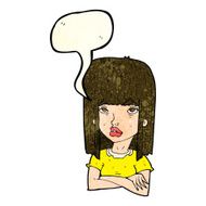 cartoon girl with folded arms speech bubble N4