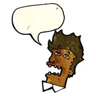 cartoon frightened man with speech bubble N17