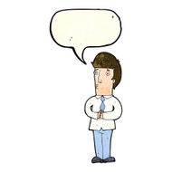 cartoon nervous man with speech bubble N31
