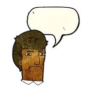 cartoon man narrowing eyes with speech bubble N11