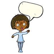 cartoon waving woman with speech bubble N43