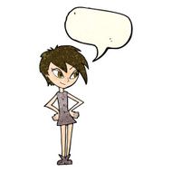 cartoon girl with hands on hips speech bubble N6