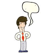 cartoon happy man with speech bubble N97