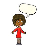 cartoon surprised woman with speech bubble N57