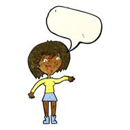 cartoon waving woman with speech bubble N44