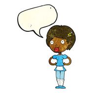 cartoon woman in french maid outfit with speech bubble N3