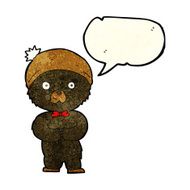 cartoon little black bear with speech bubble N3