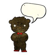 cartoon little black bear with speech bubble N4
