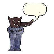 cartoon wolf man with speech bubble N10