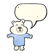 cartoon unhappy polar bear with speech bubble N3