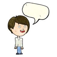 cartoon happy surprised boy with speech bubble N4