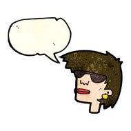 cartoon female face with glasses speech bubble N4