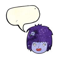 cartoon happy vampire girl face with speech bubble N3