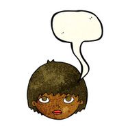 cartoon girl staring with speech bubble N3