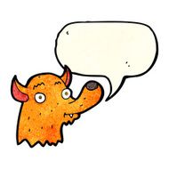 cartoon happy fox with speech bubble N3