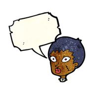 cartoon female zombie head with speech bubble N3