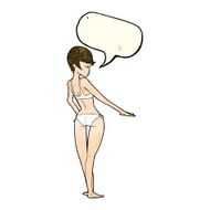 cartoon woman in bikini with speech bubble N12
