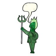 cartoon devil with pitchfork speech bubble N8