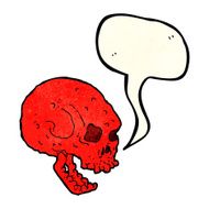 cartoon spooky skull with speech bubble N32