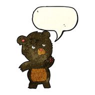 cartoon curious black bear with speech bubble N2