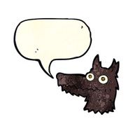 cartoon wolf head with speech bubble N8