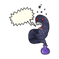 cartoon halloween ghost in bottle with speech bubble N3