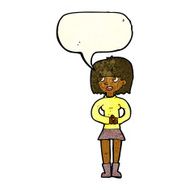 cartoon friendly woman with speech bubble N21