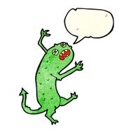 cartoon little monster with speech bubble N9