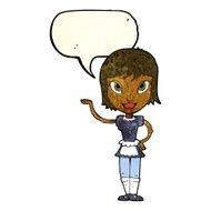 cartoon maid with speech bubble N9