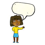 cartoon friendly woman waving with speech bubble N12