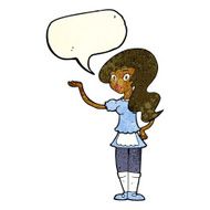 cartoon waitress with speech bubble N6