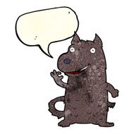 cartoon happy dog with speech bubble N17