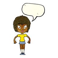 cartoon pretty girl with speech bubble N22