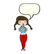cartoon offended woman covering herself with speech bubble N4