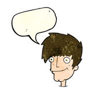 cartoon smiling man with speech bubble N9