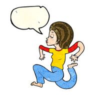 cartoon woman running with speech bubble N3