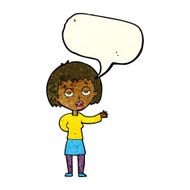 cartoon bored woman with speech bubble N10