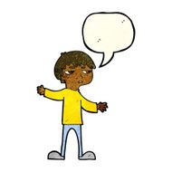 cartoon annoyed boy with speech bubble N11