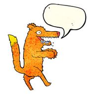 cartoon hungry fox with speech bubble N2