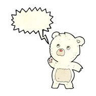 cartoon curious polar bear with speech bubble N2